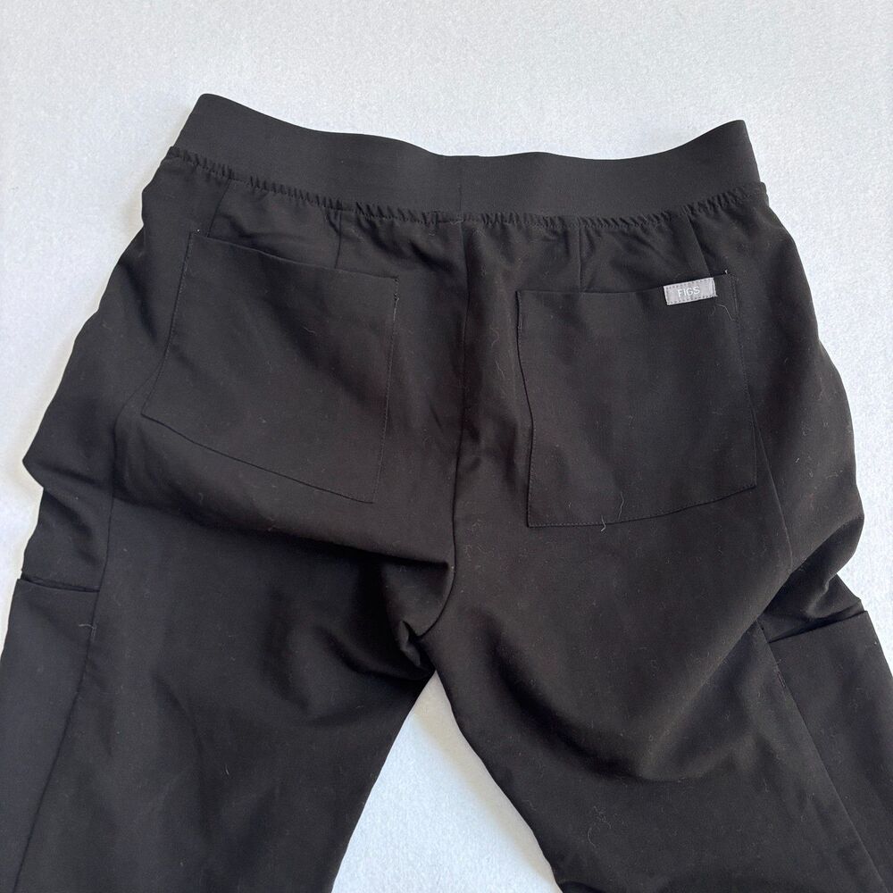 Figs Straight Leg Pants in Black with White Drawstring - Picture 5 of 8